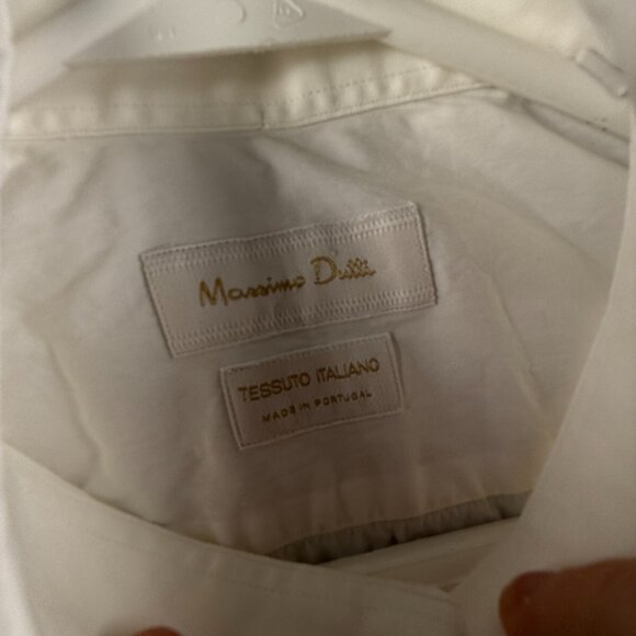 Massimo Dutti Men White Tessuto Italiano Long Sleeve Button Up Shirt Size 17 - Picture 8 of 15